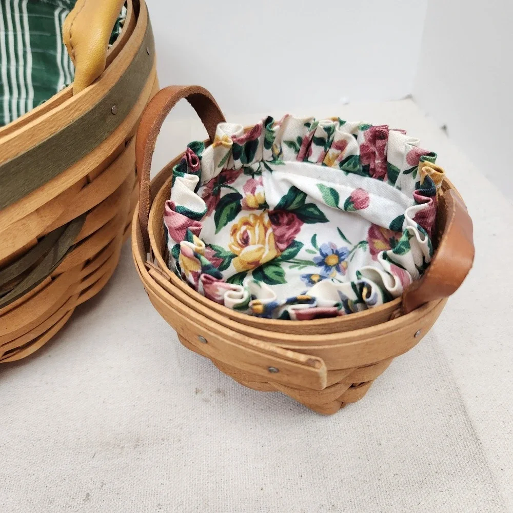 Lot Of 3 Longaberger Baskets Fabric Inserts 10